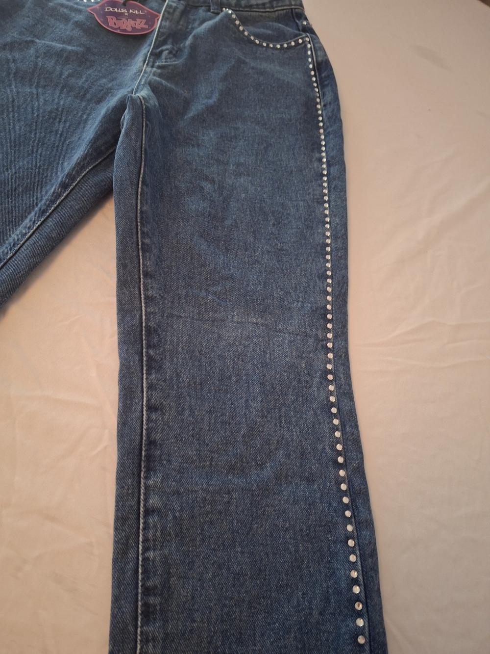 Dolls Kill/ Bratz Straight-Leg Jeans with Stud Trim On Pockets And Sides. Lady S - Picture 12 of 12